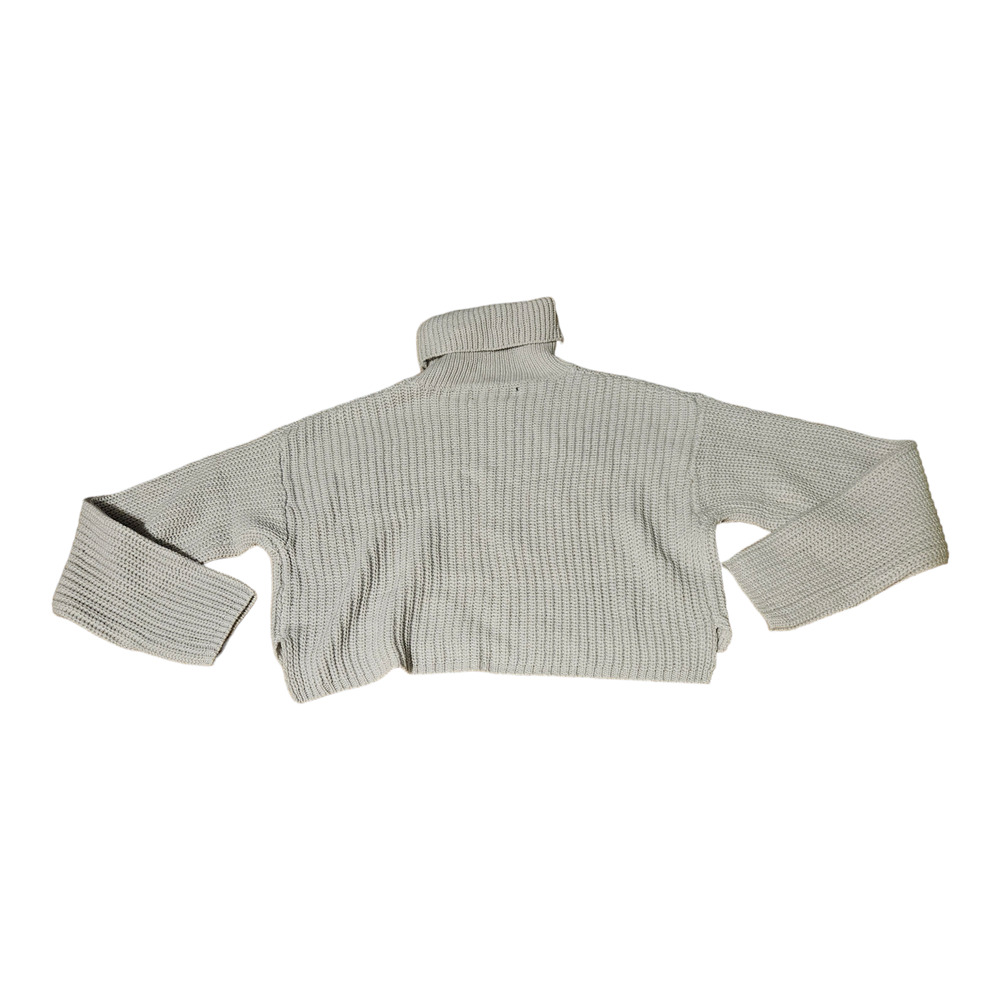 Missguided Medium Petite Light Gray Knit Long Sleeve Turtle Neck Sweater